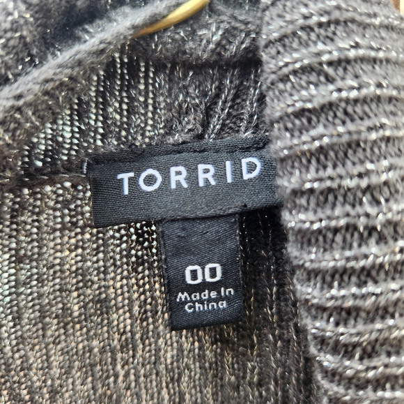 Torrid Sweater Open Front Cardigan Size 00 Grey Sparkle - Picture 6 of 8